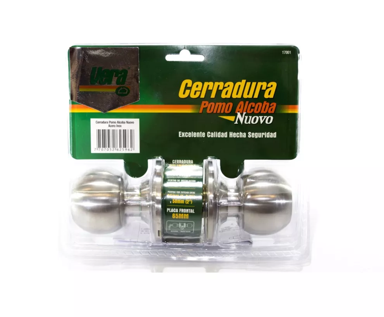 CHAPAS PARA PUERTAS DE ALCOBA POMO METALICO INOX NUOVO VERA